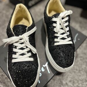 Betsy Johnson’s Elegant Black Sequin Women's Sneakers